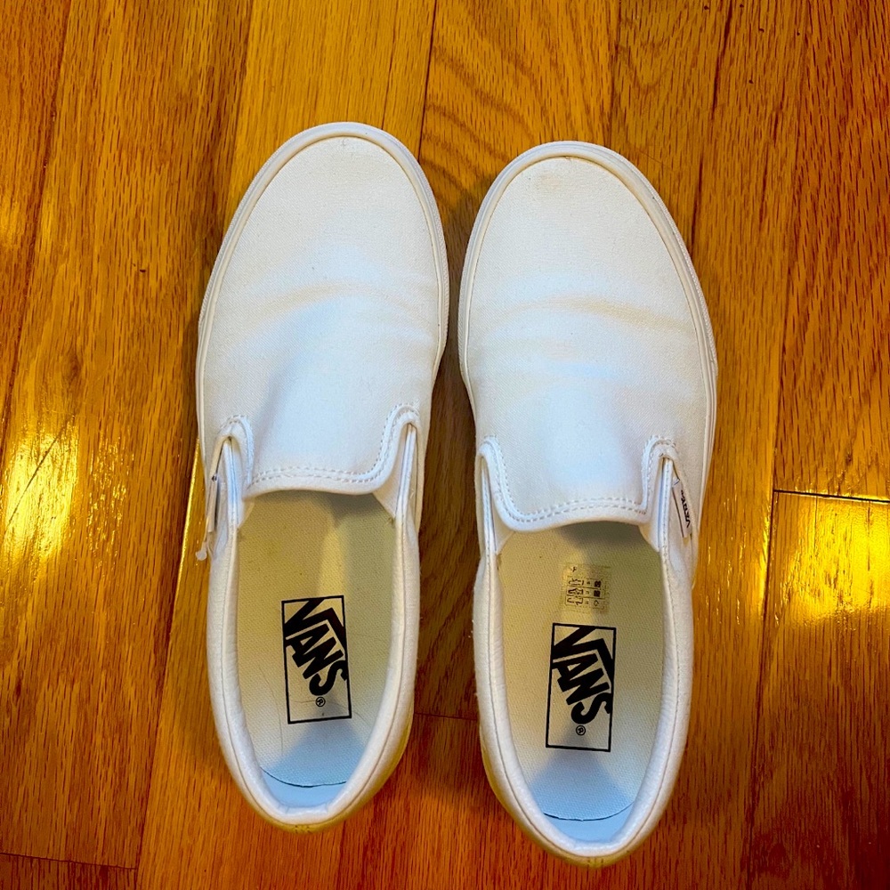 White Slip On Vans